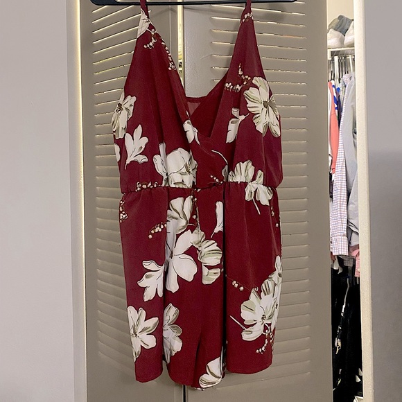 Pants - Red Floral Romper